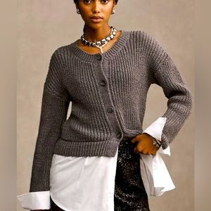 Anthropology Cropped Twofer Cardigan Sweater.